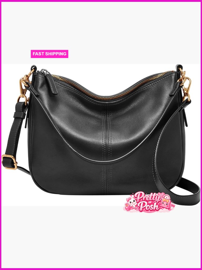 Leather Crossbody Purse Handbag With Adjustable Strap